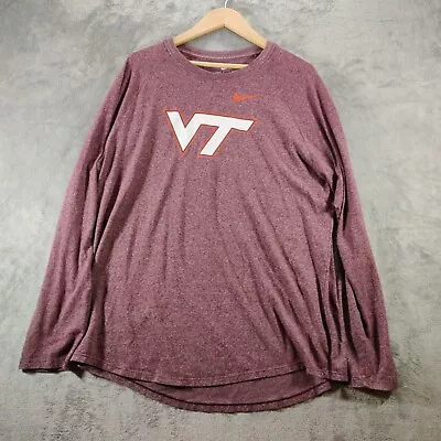 Nike T-Shirt Men's XL Virgina Tech Hookies The Nike Tee Long Sleeve Tee • $20.99