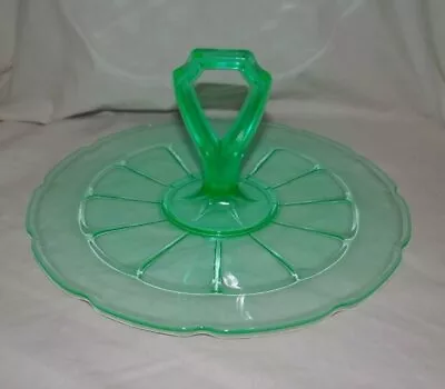  Depression Glass In Green Victory Pattern Handled Tray By Diamond Glass • $14.95