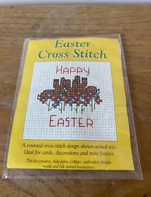 Happy Easter. 3 Little Rabbits. Hobbycraft. Mini Cross Stitch Kit. BNIP • £4