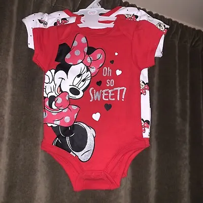 Minnie Mouse Onsies  Baby Girls 3-6 Months Lot Of 3 NEW ONSIES MINNIE MOUSE • $13