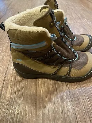 Womens J-41 Hiking Snow Boots Size 6 No Laces Brown Blue • $25