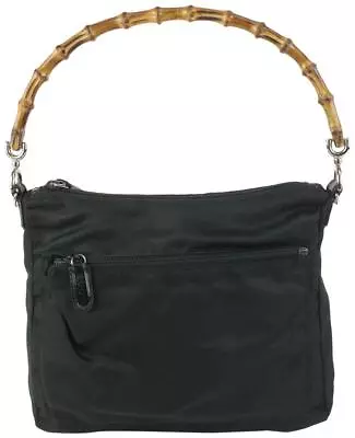 Gucci Black Nylon Bamboo Zip Hobo 913gk25 • $2