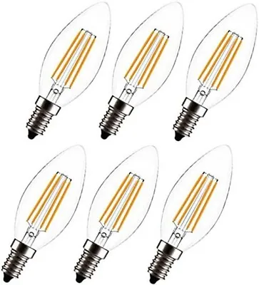 6pk LED C35 Filament Candelabra E12 Light Bulb Warm White 2700K 40 W Dimmable • $8.95