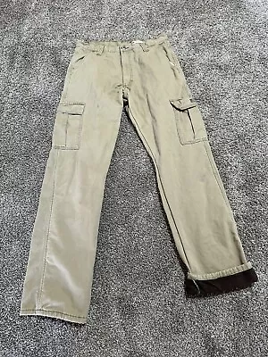 Wrangler Mens Jeans Size 32 Tan Denim 32x34 Fleece Lined Relaxed Fit Cargo 8061 • $21.99