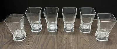 MCM Whiskey Clear Square Low Ball Tumbler Glasses Heavy Bottom Set Of 6 • $29