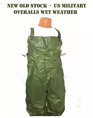 Vintage Vietnam Era Us Military Rain Wet Weather Field Pants Overalls Bibs M Nos • $24.95