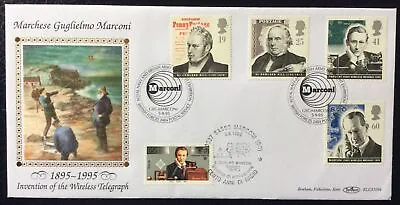 5.9.1995 Communications FDC + Guglielmo Marconi Wireless Telegraph Italy Stamp • $16.18