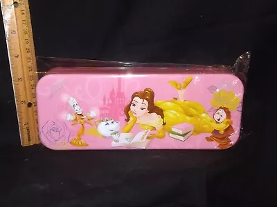 Belle Disney Beauty & The Beast Tin Metal Pencil Box Case School Catch All 8 X3  • $14.39