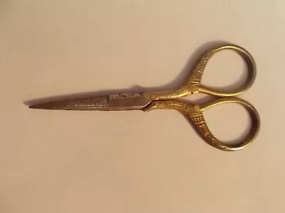 Vintage Embroidery Sewing Scissors Engraved Gold Tone Handles • $12.99