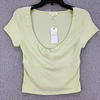 Ultra Flirt Ribbed Tie-Neck Top Juniors' M Butterfly Scoop Neck Short Sleeve~ • $6.07