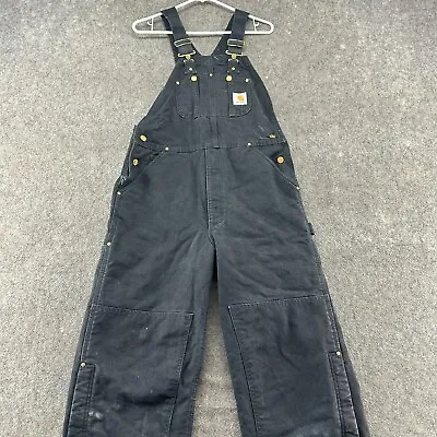 VTG Carhartt Overalls Men 34x32 Black Double Knee Duck Canvas Unlined Mexico Y2K • $99.95