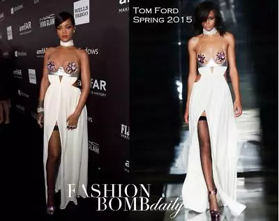 TOM FORD Rihanna Gown AmfAR Spring 2015 Long Dress Open Back Jersey Silk Size 38 • $4500