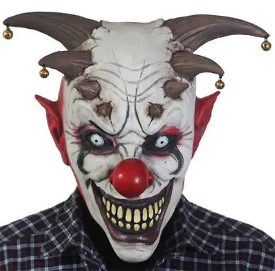 Scary Evil Killer Joker Clown Latex Mask Halloween Horror Cosplay Costume W/Bell • $17.89