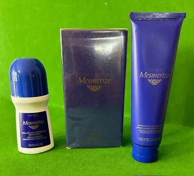 3 Pc Set Of Mesmerize~ Cologne Spray After Shave Conditioner & Roll-on NEW • $22.95