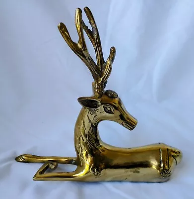 Vintage MCM Brass Stag Deer Buck Figurine 7.25 By 6.5 Inches Tall • $34.95