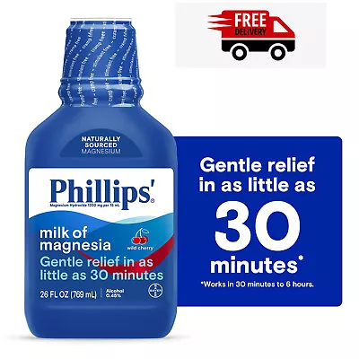 Phillips Milk Of Magnesia Liquid Magnesium Laxative Wild Cherry 26 Oz New USA • $14.99