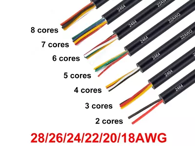 Wire Sheathed Copper 28/26/24/22/20/18AWG 2 3 4 5 6 7 8 Cores 10M Signal Cable • $12.45