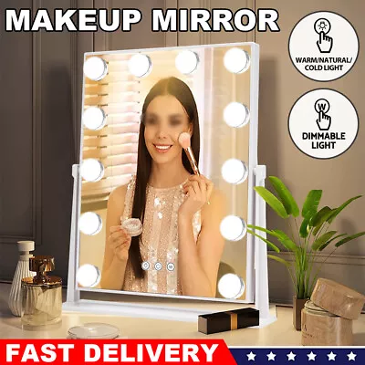Hollywood Vanity Makeup Mirror 12 Bulb LED Lights Lighted Free Standing Mirrors • $46.95