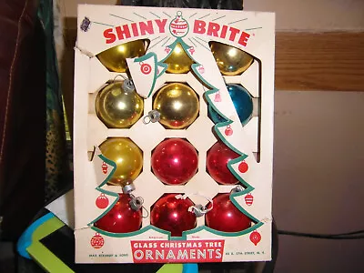 Vtg 12  Shiny Bright  Assorted Christmas Tree Ornaments Original Box Eckardt Max • $25