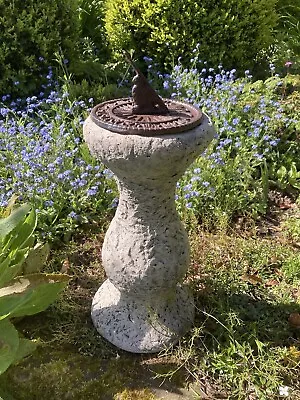 Garden Cast Iron Bird Sundial On Stone Base Garden Ornament • £48.50