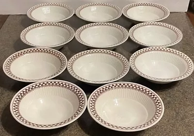 ADAMS CHINA ENGLISH IRONSTONE SHARON - 11 Cereal/Soup Bowls - Brown Shamrocks • £27.98