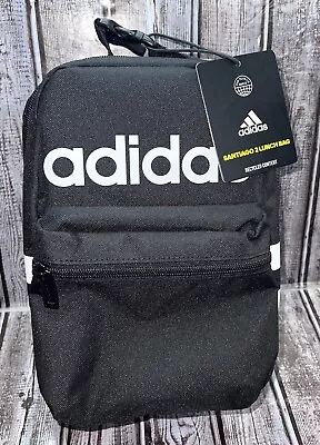Adidas Santiago Insulated Lunch Bag Black & White Front Pocket Clip Handle • $16.95