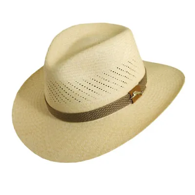 Tommy Bahama Free * Mens Panama Straw Fedora Hat * New Vented Outback Sun Golf • $179.99