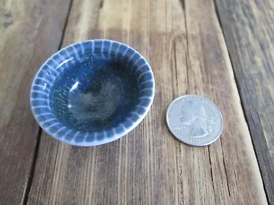 Dollhouse Miniature Ceramic Kitchen Mixing Bowl Or Salt Dip Sauce Blue White 1  • $6.99