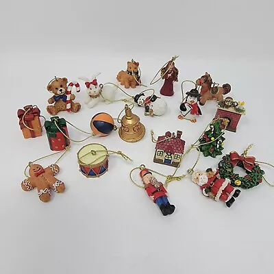 Miniature Resin Christmas Tree Ornaments Qty 19. Santa Gifts Horse Angel Toys • $18.99