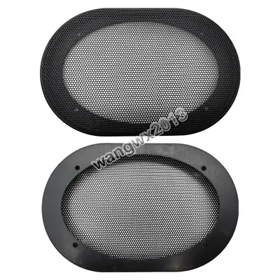 2x 4 X6  4x6 Inch Speaker Cover Audio Decorative Circle Metal Mesh Grille Black • $10.78