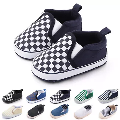 Newborn Baby Boy Girl Shoes Toddler Pre Walker Canvas Sneakers Trainers 0-12M • £4.99