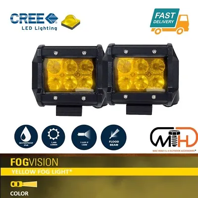 2x 4inch Flood LED Light Bar Offroad Boat Work Driving Fog Lamp Truck Yellow 4x4 • $29.95