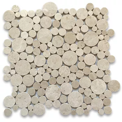 M92XP Crema Marfil Marble Bubble Round Mosaic Tile Polished • £30.87