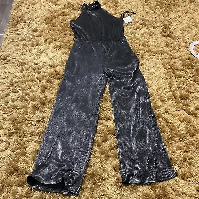 £6.99 • Buy Blac/ Silver Lurex Jumpsuit Party / Wedding/ Evening L Nwt 