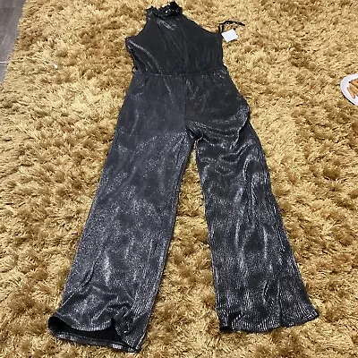 £10.99 • Buy Blac/ Silver Lurex Jumpsuit Party / Wedding/ Evening L Nwt 