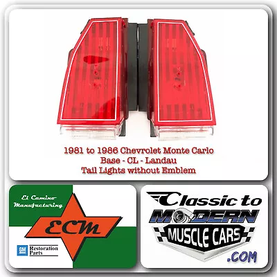 81-86 Chevy Monte Carlo Base CL & Landau Tail Light / Red Lenses Without Emblem • $210