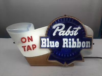 1950s Pabst Blue Ribbon On Tap Lighted Plastic Sign Shelf P4 • $174.88