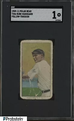 T206 Rube Marquard Follow-Through New York HOF Polar Bear Back SGC 1 • $90.51