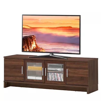 TV Stand Media Entertainment Center For TV's Up To 70  W/ Storage Cabinet Walnut • $169.98