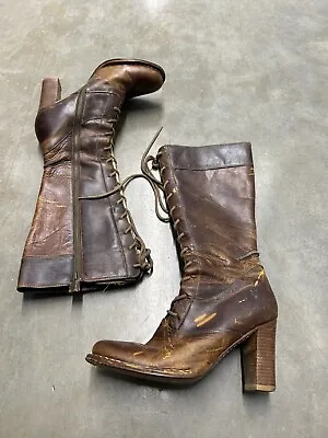 Frye Villager  Lace Up Zipper Heeled Boots Sz 8.5 • $125
