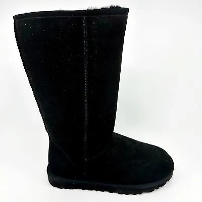 UGG Classic Tall Black Womens Sheepskin Suede Boots • $124.95