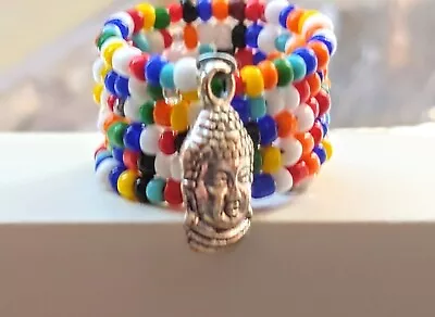 NWOT Rainbow Adjustable Ring With Quan Yin Charm • $15