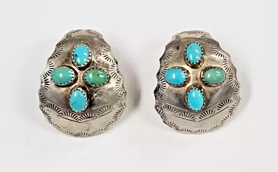 Vintage Navajo- Sterling Silver & Turquoise Earrings • $90