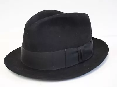 Royal Stetson Fedora Vtg 1960's Mens Black Hat 7-3/4 Fur Felt • $74.99