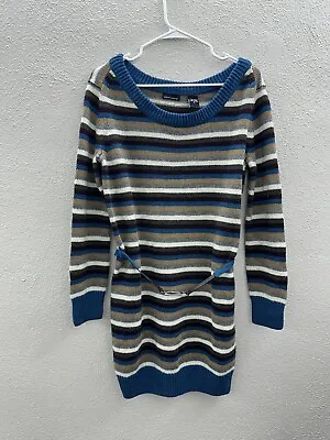Moda International Womens Sweater Dress Size Medium Striped Long Sleeve Belted • $34.98