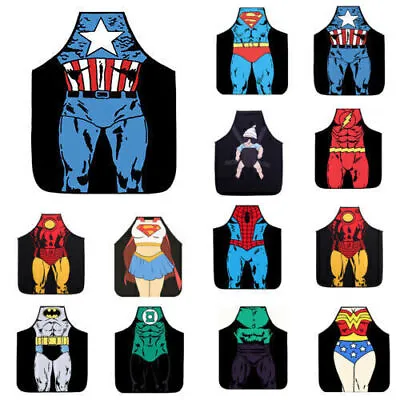 Funny Novelty Aprons Superheros For Men And Women Gift Sexy Kitchen Cooking Bbq • £9.49