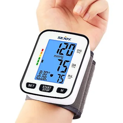 SEJOY Digital Automatic Blood Pressure Monitor Wrist Heart Rate Voice BP Machine • £12.71