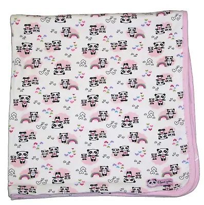 Carters Panda Rainbow Heart I Love You Baby Blanket Pink Stripes Cotton • $24.95