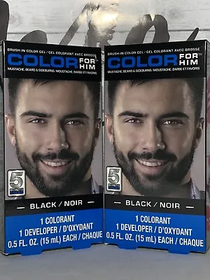 $12.49 • Buy Lot Of 2 Color For Him Mens Facial Hair Dye Black Mustache Beard Brush In 5 Min 