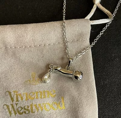 Vivienne Westwood Nana Punk Style Penis Crystal Drop Silver Tone Necklace • $39.99